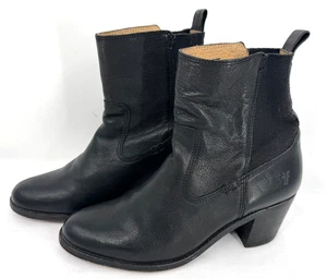 Frye Janis Gore Stiefeletten schwarz Luxus Leder zum Überziehen Absatz Stiefel Größe 8 - Bild 1 von 16