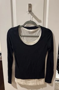 Majestic Paris Women's Black and White Layered T-Shirt Size 2 - Picture 1 of 3