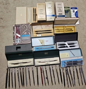 Huge Cross Ballpoint Pen and Pencil Set Lot 44 Total In Boxes With Extras Ink - Picture 1 of 12