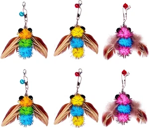Cat Feather Toys,6 Pcs Coloful Artificial Insects Bees Refills,Cat Wand Attachme - Bild 1 von 12