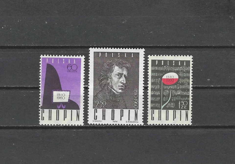 POLAND , 1960 , CHOPIN  , SET OF 3 STAMPS , PERF , MNH , CV$3.50 - Image 1 of 1