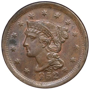 1852 N-22 R-1NGC MS 63 BN Braided Hair Large Cent Coin 1c - Picture 1 of 3