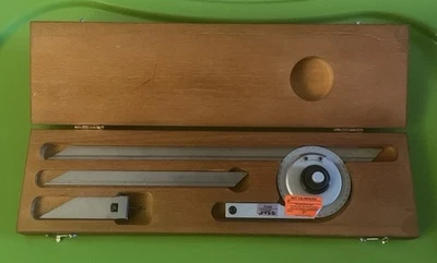Starrett C368 Precision Universal Bevel Vernier Protractor wOriginal Wood Case - Image 1 of 4