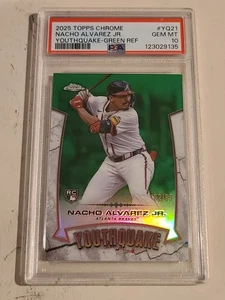 2025 Topps Chrome Nacho Alvarez Jr Youthquake ROOKIE RC Green /99 PSA 10 *POP 1* - Bild 1 von 2