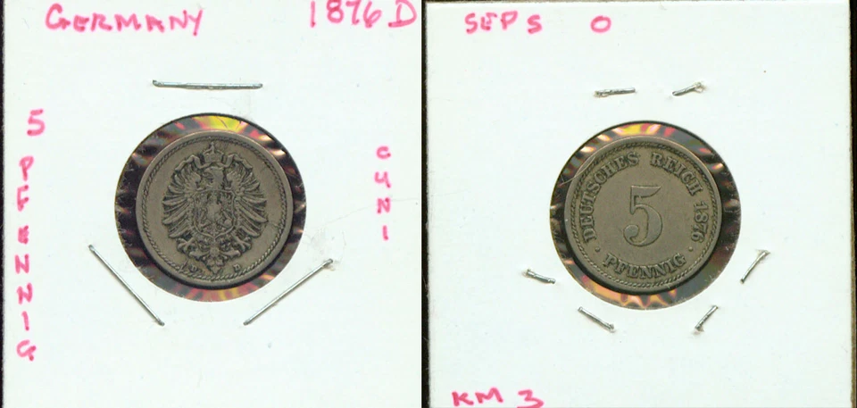 WORLD COINS GERMANY 1876D 5 PFENNIG EF (G387) - Image 1 of 1