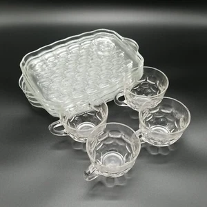 Vintage Federal Yorktown Snack Set Daumenabdruck Muster Glaswaren - Bild 1 von 6
