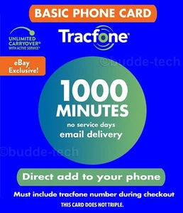 TracFone 1000 Minutes for BASIC PHONES *Direct Add to your phone within 2 Days!* - Picture 1 of 8
