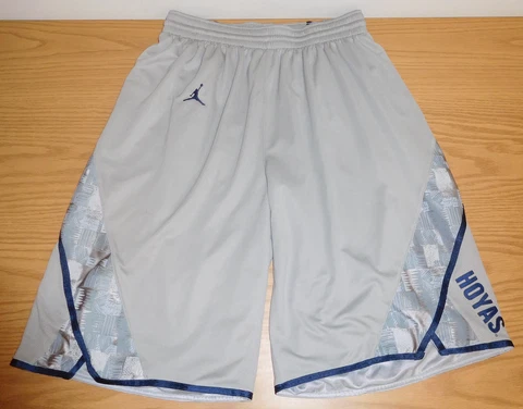 NIKE JORDAN GEORGETOWN HOYAS BASKETBALL SHORTS MENS SIZE L LARGE GRAY HOOPS Cover