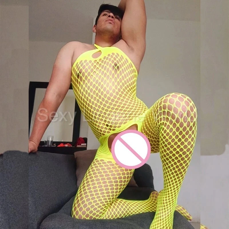 Gay Ropa Interior Body Medias de Rejilla Mono Lgbt Travestirse Fetiche Conjunto - Imagen 1 de 4