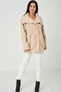 Damas Abrigo de Invierno Mujer Beige Mangas Largas Cuello Ancho Cuello Ancho - Imagen 1 de 3