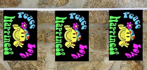 Peace Love and Happiness Hippie Flagge Wimpelkette - 6m mit 20 Fahnen - Bild 1 von 3
