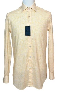 1095$ KITON MEN'S YELLOW AND WHITE ABSTRACT COTTON SHIRT SIZE M/40 IT - Picture 1 of 8