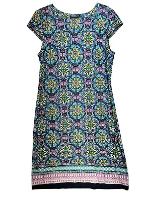 Liz Claiborne Womens Shift Dress Size 12 Multicolor Floral Short-Sleeve Boho - Image 1 of 4