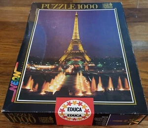 EDUCA Fix NEON 27"x19" Eiffel Tower Paris Jigsaw Puzzle 1000 Pieces - Complete - Picture 1 of 5