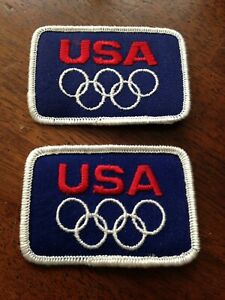LOT 2 USA Olympic Supporter Promotional Patch ca 1980's UNITED STATES OF AMERICA