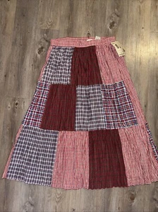 Vintage St Johns Bay Cottagecore Plaid Patchwork Maxi Skirt Size M 34” Waist NWT - Picture 1 of 8