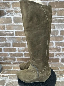 VIC MATIE Knee High Brown Suede Leather Boots from Italy EU37 Womens US Size 7 - Picture 1 of 11