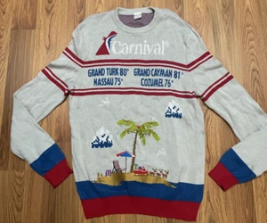 Carnival Christmas Sweater Mens Large Cruise Ports Holiday Beach Choose Fun Knit - Picture 1 of 15