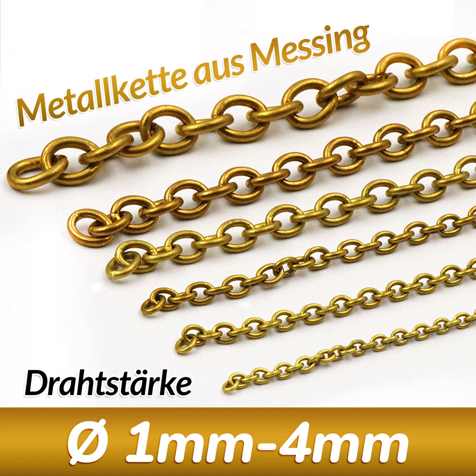 Metallkette aus Messing 1mm-4mm Ankerkette feine Kette Meterware Gliederkette - Bild 1 von 1