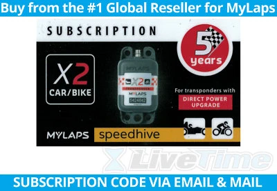 MyLaps X2 Subscription 5-year Renewal Card for Car/Bike Direct Power Transponder - Image 1 of 2