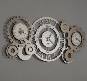 Orologio da muro parete moderno steampunk Fuso Meccano design Arti e Mestieri 