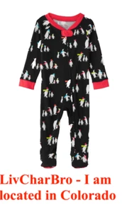 3-6 Month Baby Footed Pajamas – Holiday Penguin Print - Picture 1 of 5