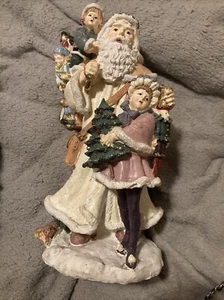 Vintage Christmas CERAMIC SANTA WITH HIS BAG AND KIDS 10" TALL HEAVY - Picture 1 of 2