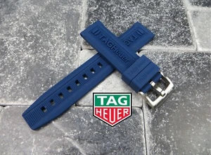 New 20 mm Authentic TAG HEUER Soft Rubber Strap Blue OEM Diver Watch Band G - Picture 1 of 4