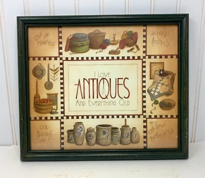Vintage Framed Wall Art "I Love Antiques and Everything Old" Print - Image 1 of 2