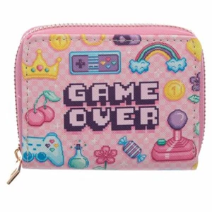 GAME OVER PINK GIRLS RETRO GAMING ZIP SMALL WALLET PURSE NEW WITH TAGS * - Picture 1 of 3