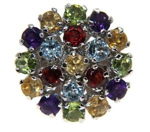 Anello in argento 925 con Topazio, peridoto, granato,Ametista, citrino misura 14 - Foto 1 di 4