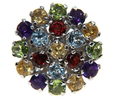 Anello in argento 925 con Topazio, peridoto, granato,Ametista, citrino misura 14 - Immagine 1 di 4