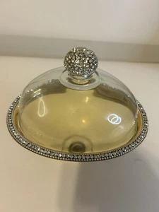 Cristalli gioiello strass brillanti antipasti pasticceria vetro cupola oro server - Foto 1 di 11