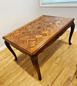 Dining Room Table Louis XV Country French Provincial Pullout Leaves Vintage 40's - Picture 1 of 13