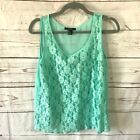Forever 21 Women's Green Sheer Lace Overlay Sleeveless Tank Top Size Small