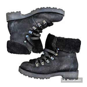 J.CREW BLACK Nordic SHEARLING Lined Classic SUEDE Hiking Boots US Sz 7 EU 38 - Picture 1 of 18