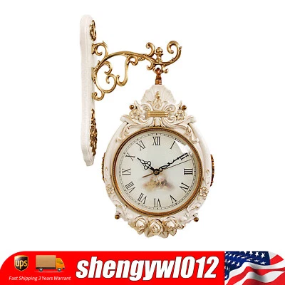 Double-Sided Wall Mounted Clock Accurate Pointer Clock Vintage Hanging Clock NEW - Image 1 of 4