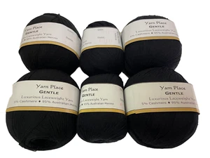 Gentle Lace Weight (6 Skeins) Black Velvet Solid 2622 - Picture 1 of 1
