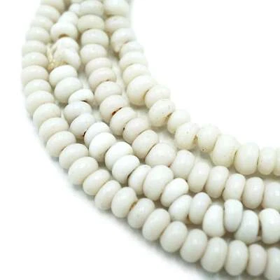 Pequeñas cuentas de vidrio africano veneciano blanco vintage 4-6 mm (823F415) rústicas Foto 1 de 4