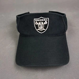 Vintage Oakland Raiders Visor Cap Reebok NFL Football Hat Black Silver Strapback - Picture 1 of 9