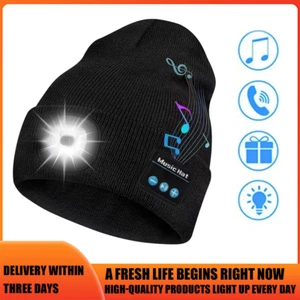 Bluetooth LED Beanie Hat Music Speakers, Mic Rechargeable with Headlamp Feature! - Picture 1 of 10