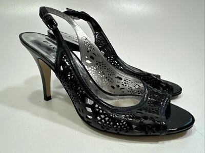 Gianni Bini GB Black Cut Out Peep Toe 4" Heel Back Buckle Strap Womens Size 7M - Image 1 of 4