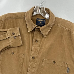 VTG Woolrich Shirt Mens Medium Brown Corduroy Button Up Outdoor Workwear - Picture 1 of 13