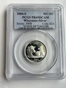 Wisconsin Quarter-Silver 2004-S  PCGS Certified PR69DCAM  Series 39PR. Coin 82A - Picture 1 of 4