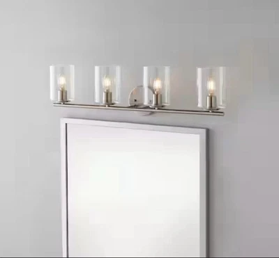 New & Modern Bathroom Vanity Light Fixtures 4 Lights, Brushed Nickel, Wall Mount - Image 1 of 4