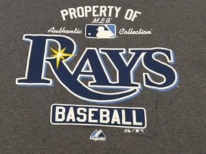 Majestic MLB Property of Rays Baseball Tampa Bay Devil Rays Gray Shirt - Size XL - Picture 1 of 9