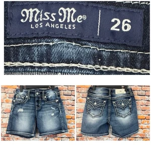 Miss Me Los Angeles Mid Rise Shorts Distressed Size 26 Y2k Grunge Punk Aztec - Picture 1 of 13