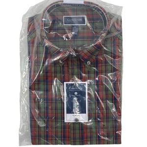 Camisa CLUB ROOM NUEVA CON ETIQUETAS Calce Ajustado Manga Corta Con Botones Rojo Oliva Talla Mediana - Imagen 1 de 5