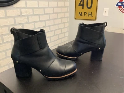 Botas de tacón Chelsea Sorel Addington para mujer talla 9,5 de cuero negro - ¡GENIALES! Foto 1 de 4