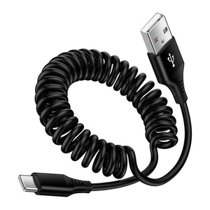 3FT Enroulé USB A vers Type C Chargeur Cordon pour Voiture Android Auto C Câble... - Photo 1/7